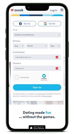 zoosk mobile app on an iphone