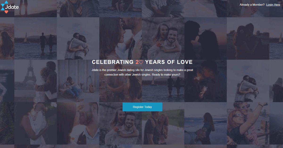 Jdate review home page screenshot