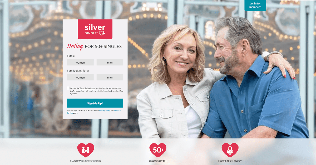 SilverSingles review home page screenshot 