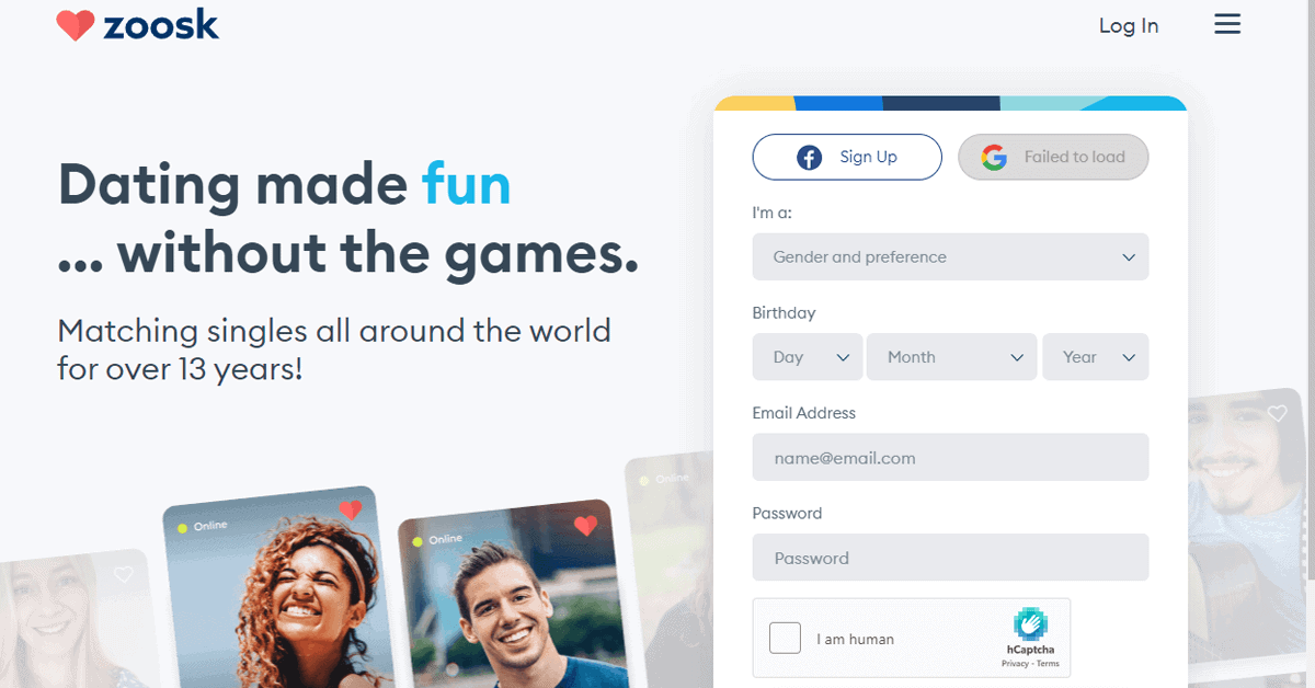 Zoosk Review Homepage Screenshot