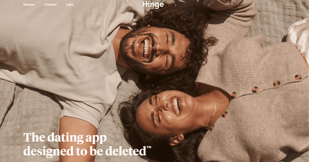 Hinge Homepage Screenshot Hinge Homepage Screenshot
