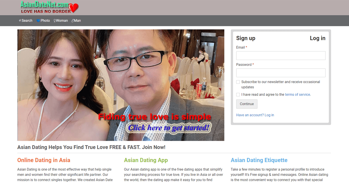 AsianDateNet.com Homepage Screenshot