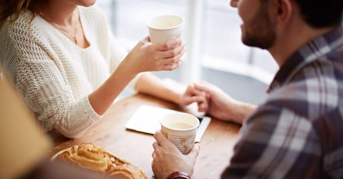 Two people on a date having coffee