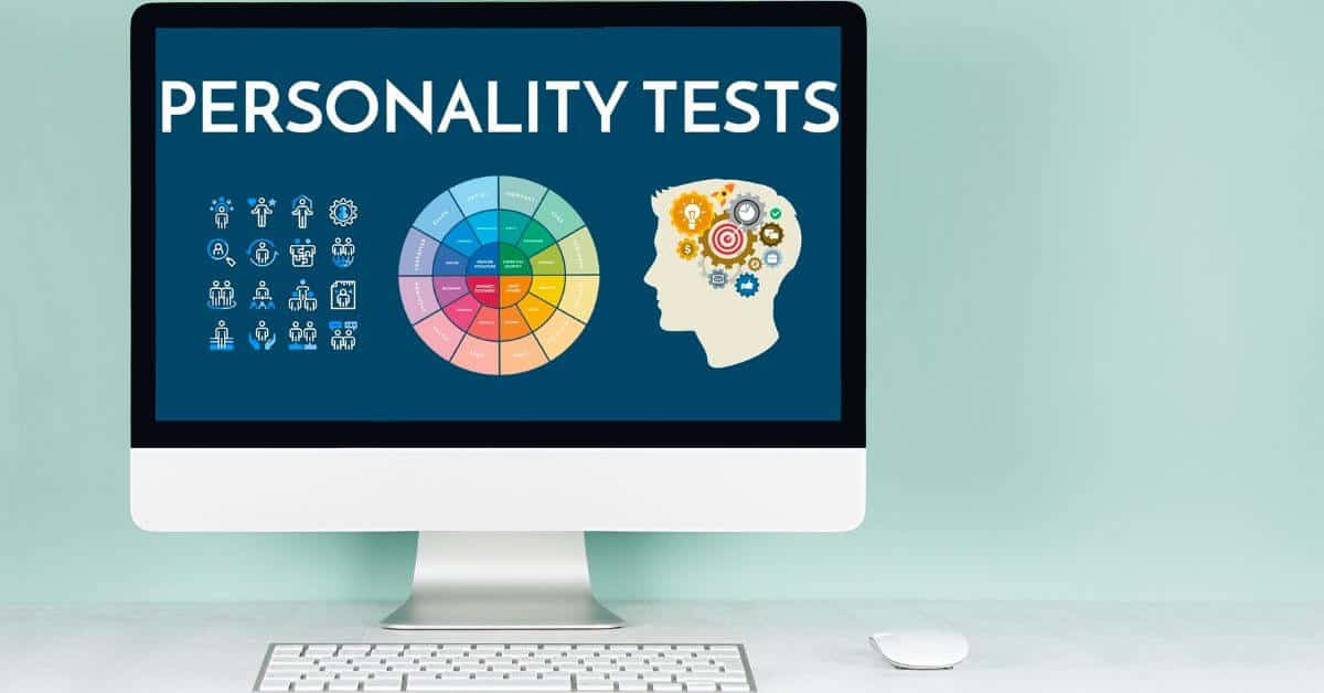 Online personality tests home page on a computer screen
