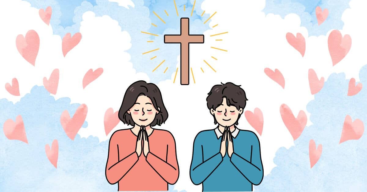 Christian couple praying graphic