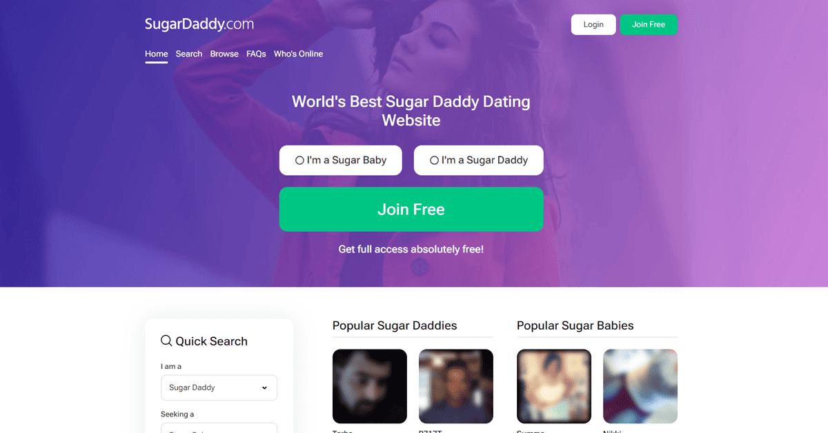 SugarDaddy.com Homepage Screenshot