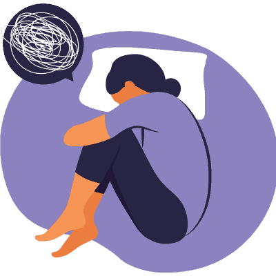 Woman alone and upset