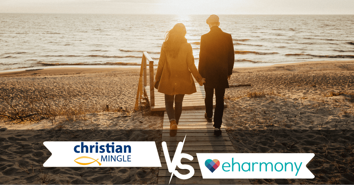 A Couple Walking on a Beach while Holding Hands - Christian Mingle vs eharmony