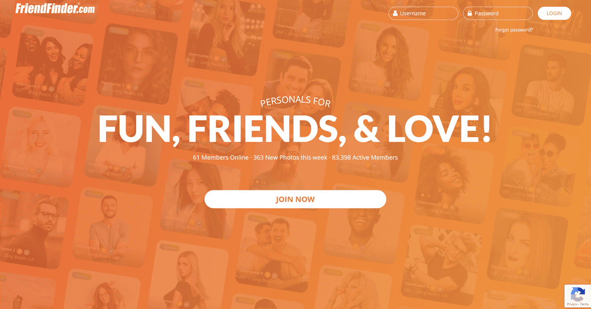 FriendFinder.com Homepage Screenshot