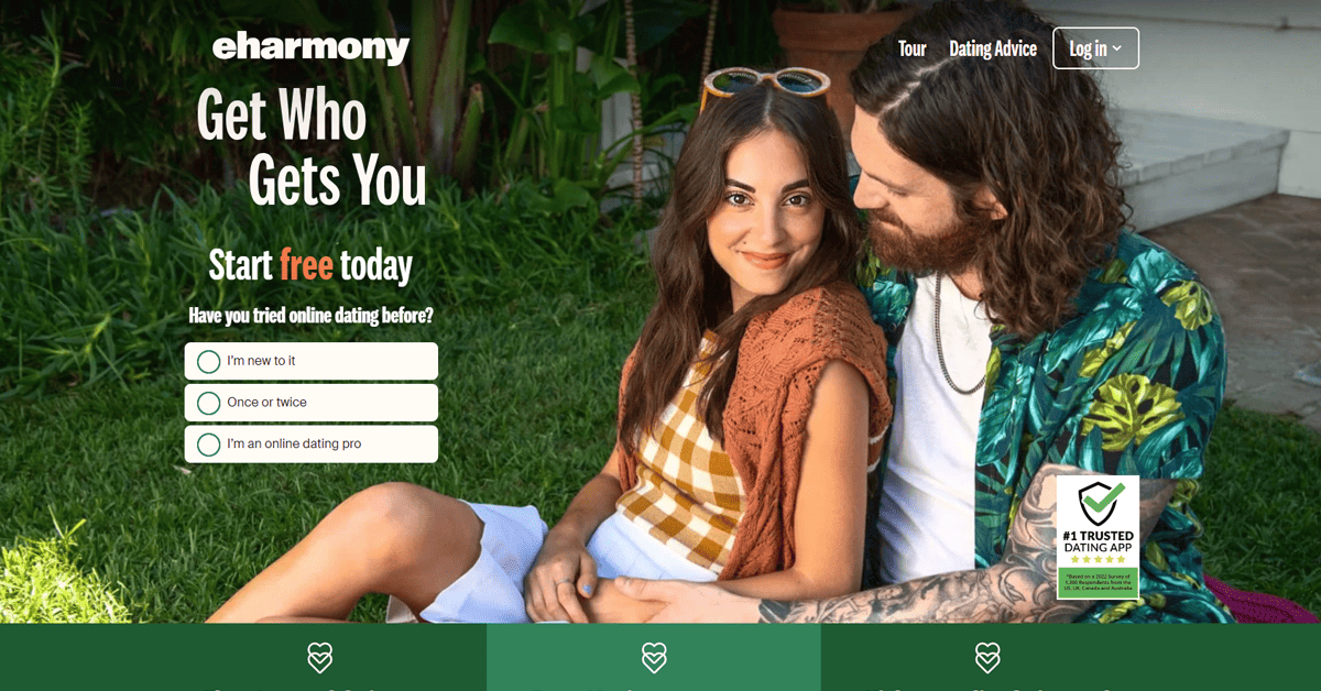 eharmony Homepage Screenshot