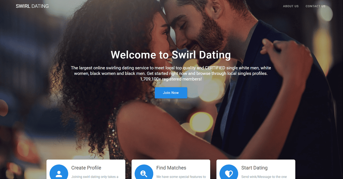Swirl Dating Homepage Screenshot