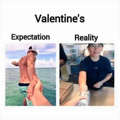 expectations vs reality valentines meme