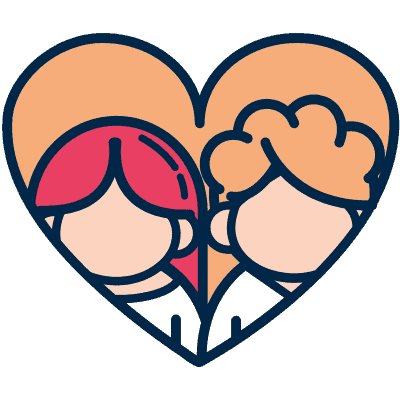 two people inside heart