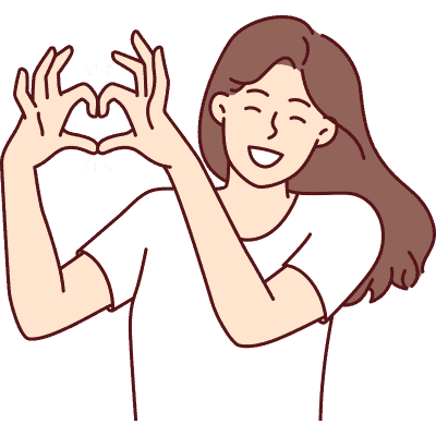 woman smiling making heart with hands