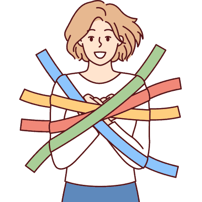 woman with different colors of tape on her