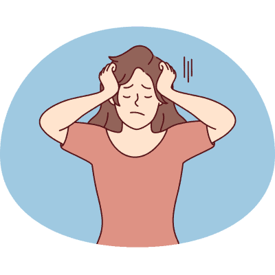 woman worried holding her head