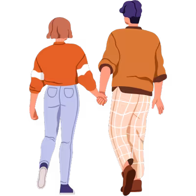 couple holding hands and walking
