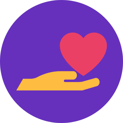 hand holding heart icon